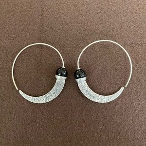 Silpada Sterling Silver & Chacedony Comet Tail Hoop Earrings. W1874